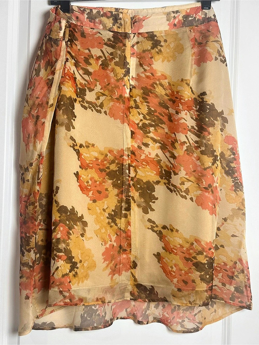 Anne Klein Floral Midi Skirt Brown Orange Size 18W Like New